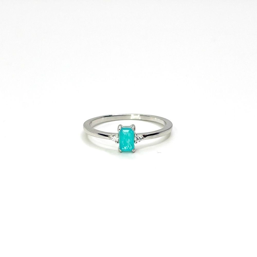 NEW STERLING SILVER Emerald Cut Green Diamond Ring
